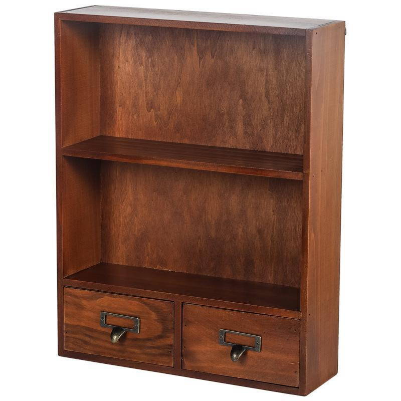 

1 шт. 2/9 квадратів Вінтажний дерев яний органайзер-роздільник з 2 шухлядами, шафа для демонстрації косметики, парфумів та ляльок. 2 squares