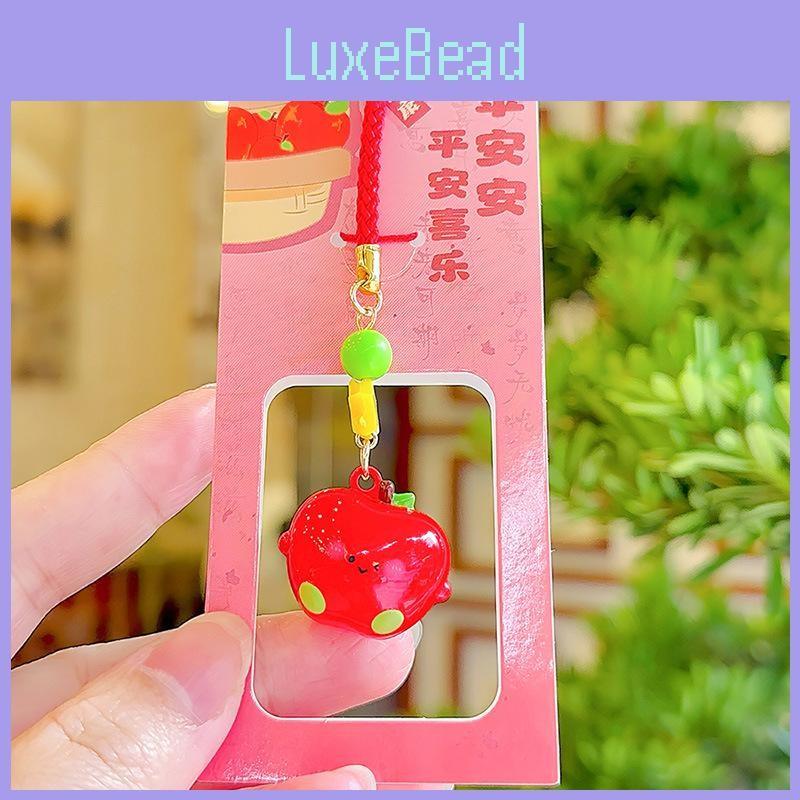 Fruit Apple Character Water Sound Bell Keyring Plush Keychain Children Bag Decor