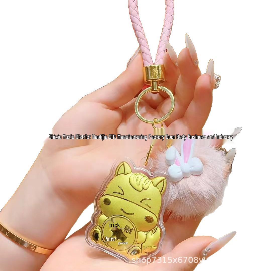 Year of the Horse Gold Pendant: 20mg Gold for Prosperity - Keychain, Bag Charm, Gift Idea Get Rich Pendant