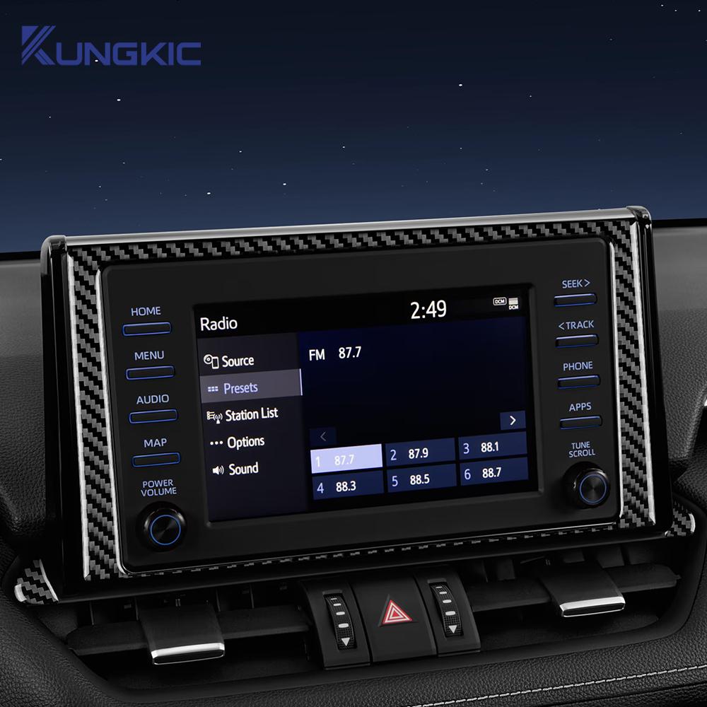 Real Soft Carbon Fiber Center Navigation Screen Trim Sticker for Toyota RAV4 XA50 2019-2025 LHD/RHD