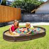 Sandkasten mit Abdeckung Ovaler Sandkasten HDPE Sandkasten Outdoor Hinterhof Alter 3-12