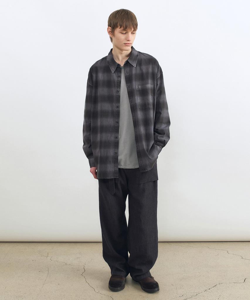 INSILENCE Linen Belted Fatigue Pants Mud Black