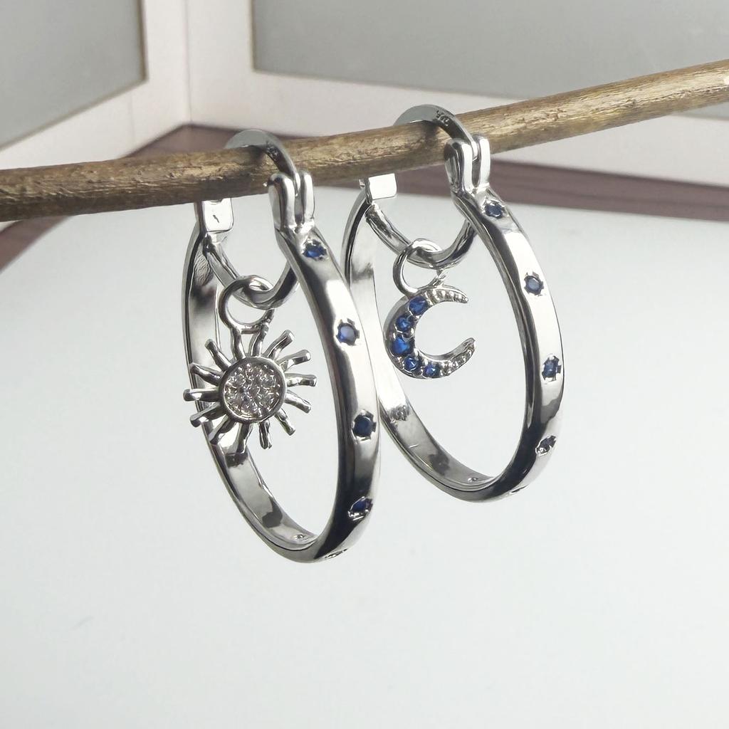 925 Sterling Silver Vintage Earrings For Women Trendy Simple Star Moon Earring Jewelry Prevent Allergy Party Accessories Gift