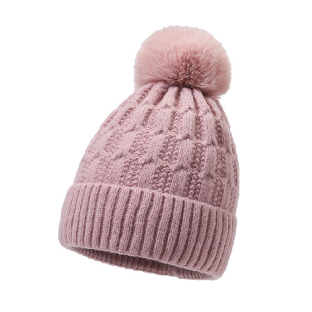 Thicken Winter Beanie Hat With Fur Pom Pom Winter Caps Fashionable Fleece Beanies Outdoor Wear