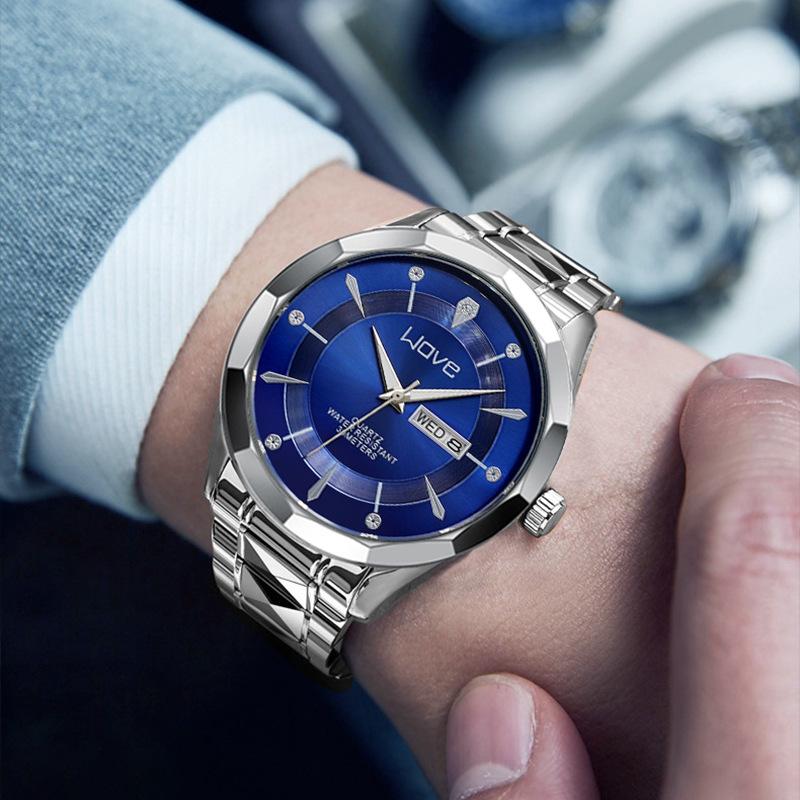 Watch Couple, Simple Quartz Watch, Double Calendar Week Business Watch Watch Men'S Luminous Light