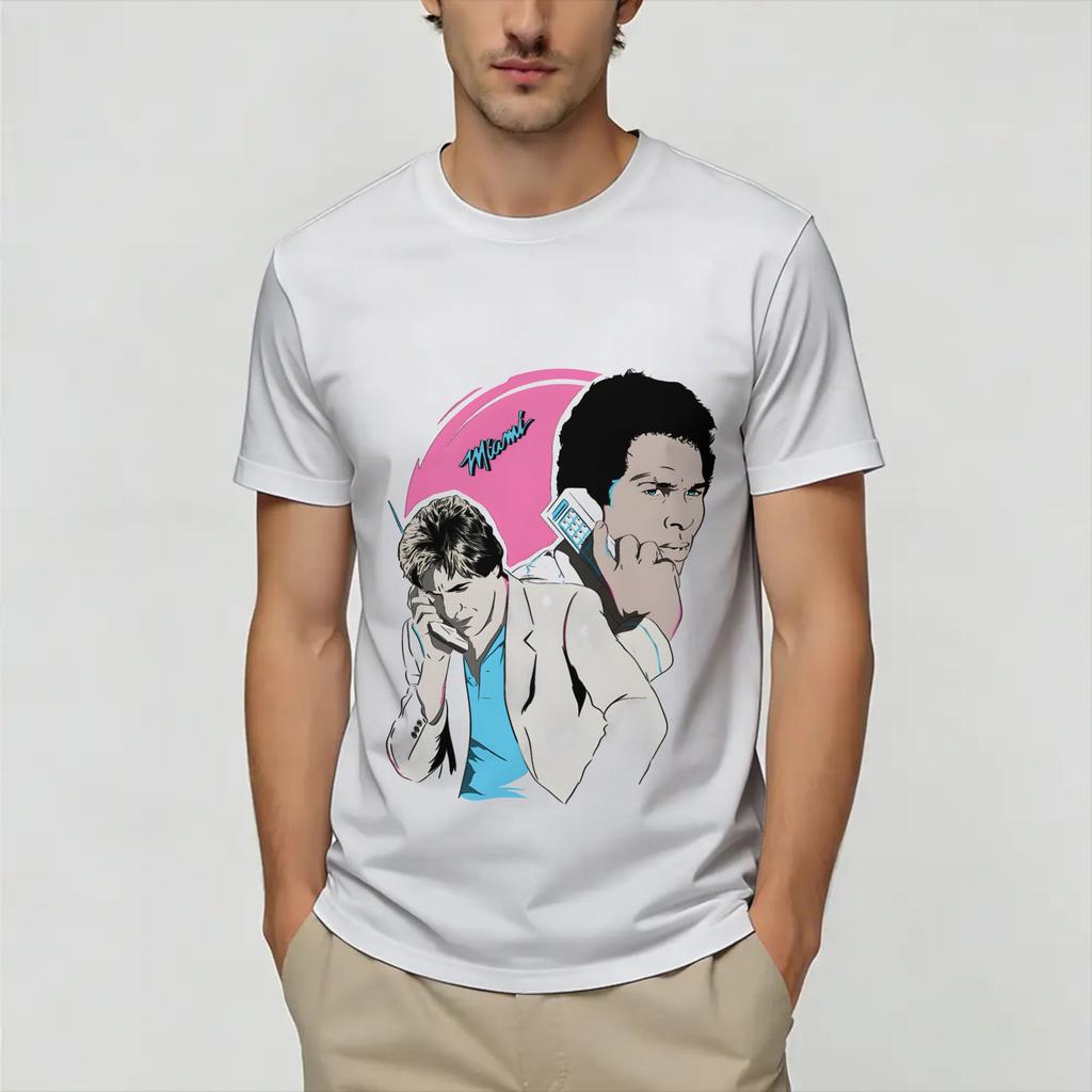 Vintage Miami Vices Unisex T-Shirt Lustige T-Shirts Kurzarm Rundhals T-Shirts 100% Baumwolle Erwachsenenkleidung