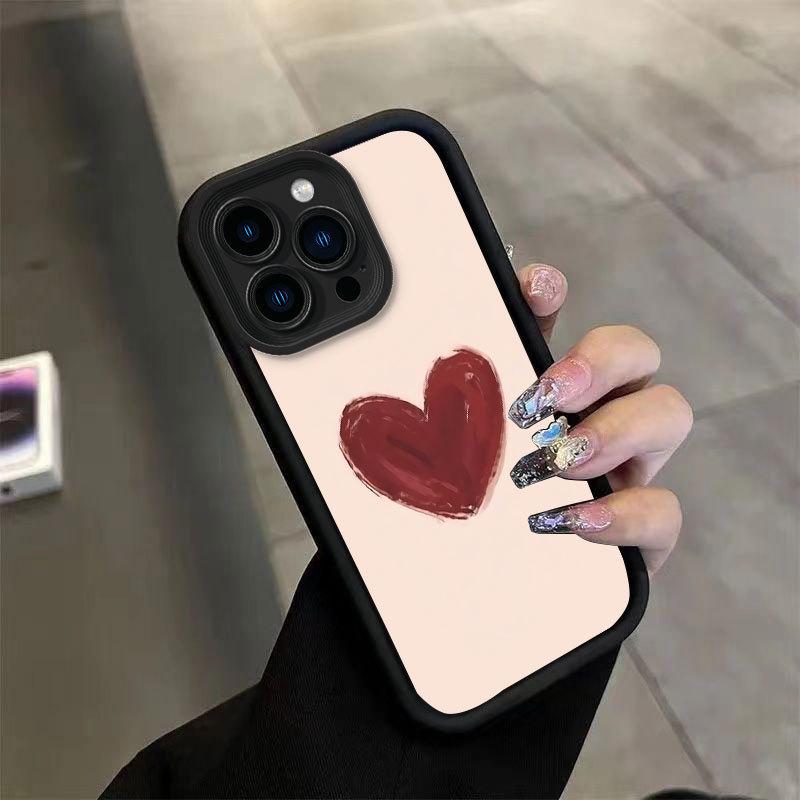 Wine Red Heart iPhone Case for 15 Plus/17 Pro Max/16/14/13 - Creative and Personalized Design