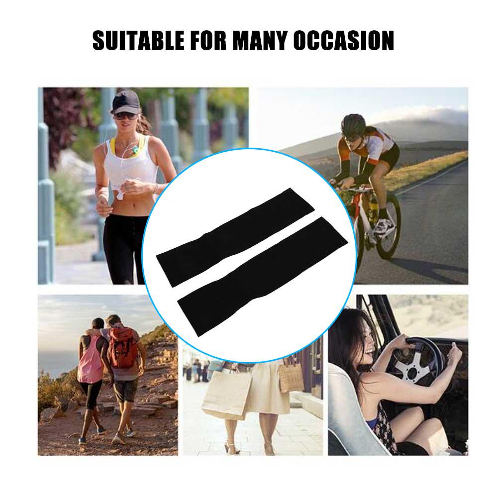 Summer Elastic Sunscreen Sports Cycling Cool Sleeves Outdoor Washable Arm SleevesBlack