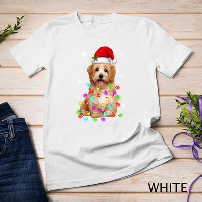 Lustiges Havaneser Hund Weihnachtsmannmütze Weihnachtslicht-Liebhaber Unisex T-Shirt