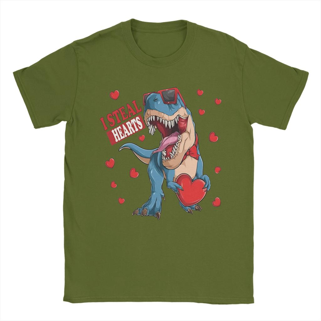 I Steal Hearts Trex Dino TShirt Unisex Streetwear Pure Cotton TShirts Summer Breathable Hip Hop Tee Shirt Hot Sale Plus Size Tops