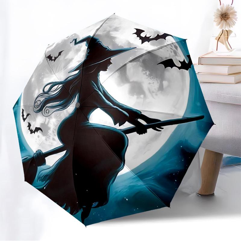 1PC Witch Moon Automatic Folding Umbrella - Compact 8-Rib Design, Durable Plastic & Iron, Lightweight for Outdoor Daily Use, Festive Gift098