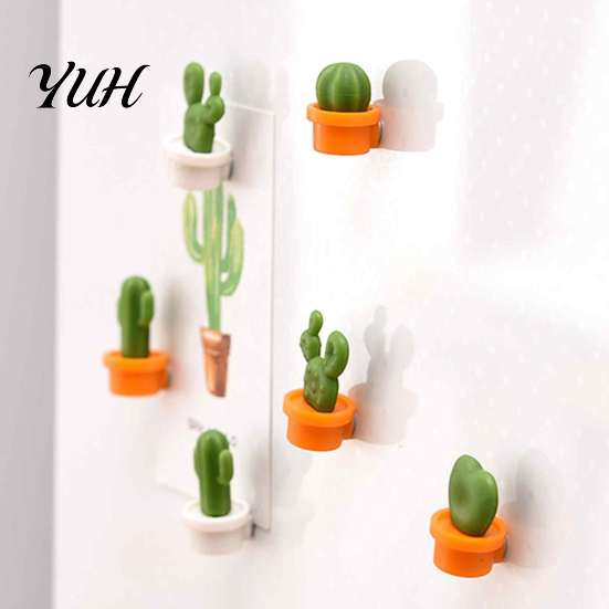 Whiteboard Decoration Magnet 6Pcs Potted Cactus Refrigerator Magnets, Mini Kitchen Fridge Magnet, Memos Notes Photos Holder, Decorative Accessories