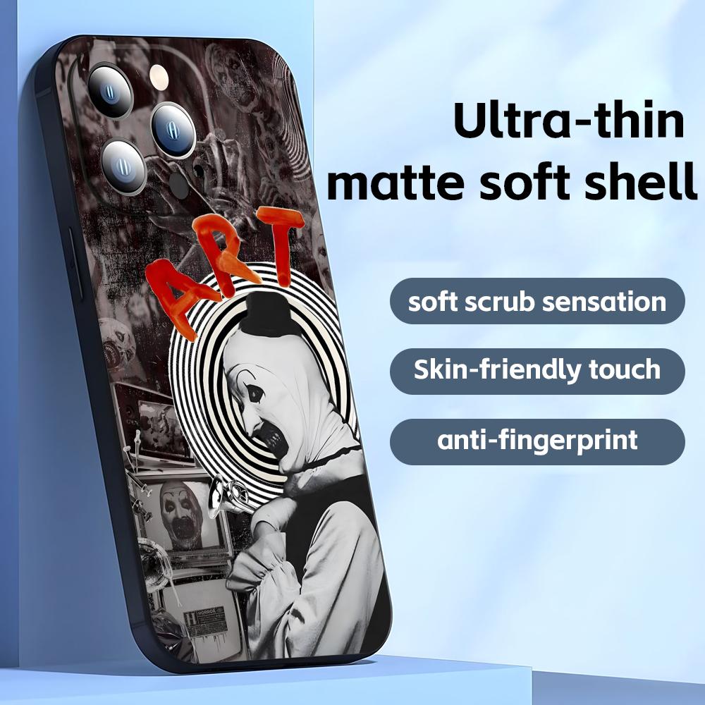 

Art the Clown Phone Case For iPhone17 16 16e 15 14 13 12 11 Plus Mini Pro Max Soft black Shockproof Cover iPhone 16