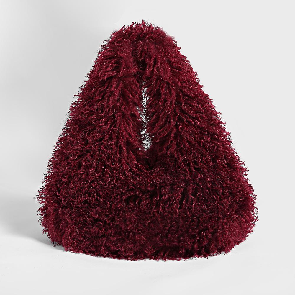 

Luxury Fluffy Tote Women Shoulder Bag Lamb Wool Faux Fur Bags for Women Winter Large Capacity Shopper Plush Designer Handbags 55x43x12cm
