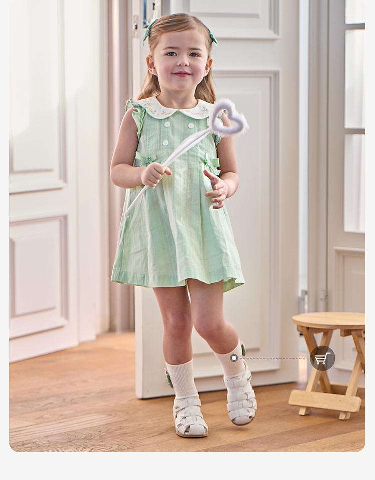 David Bella Girls' Little Flying Sleeve Dress Summer Dress New Children's Pure Cotton Skirt Baby Clothes