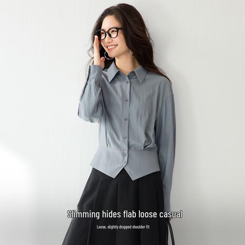 Women s Stylish Split Hem Cinch Waist Shirt L