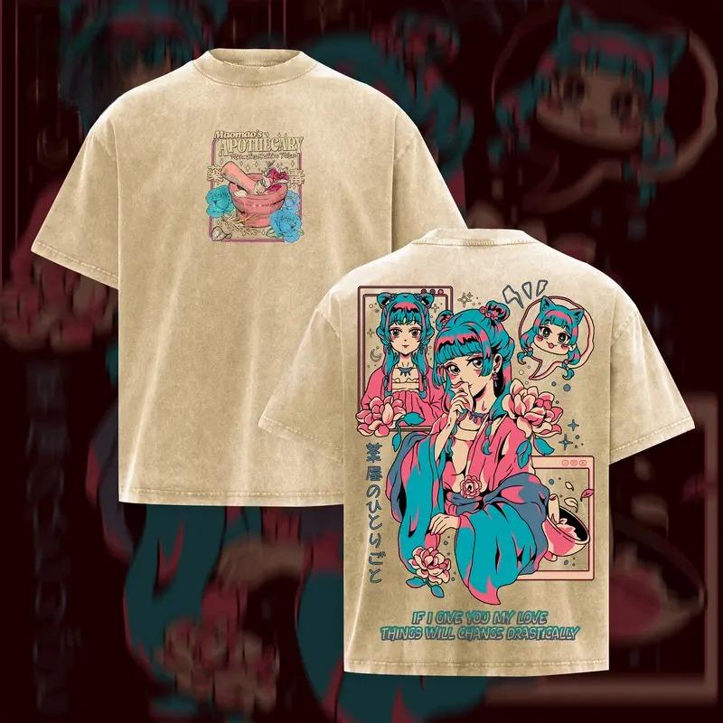 Anime The Apothecary Diaries Maomao Graphic T Shirt Men Women Casual Clothing Loose Tshirt Washed Cotton Tee Harajuku T-shirt S коричневый 1590₽