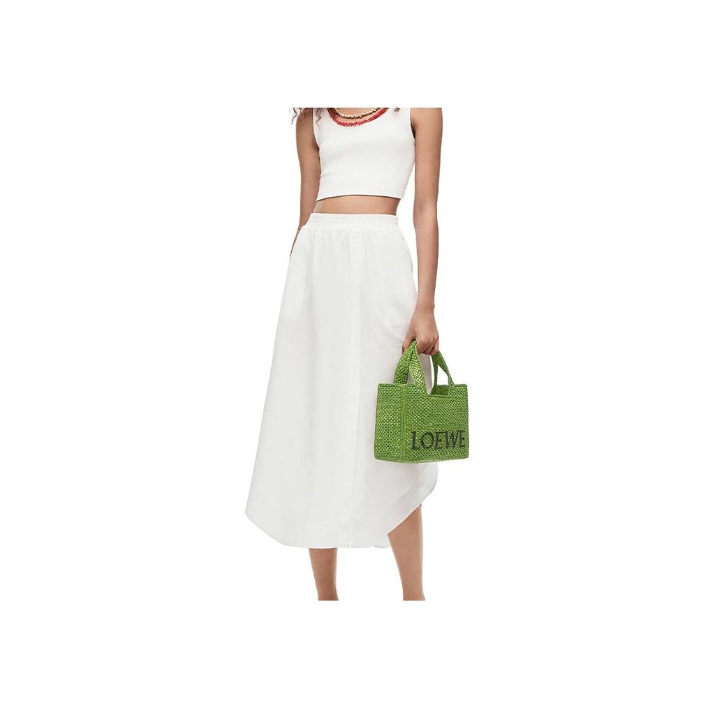 Loewe Font Tote With Detachable Adjustable Shoulder Strap In Wine Palm Fiber Women Tote Bag Green A685B59X01-4100