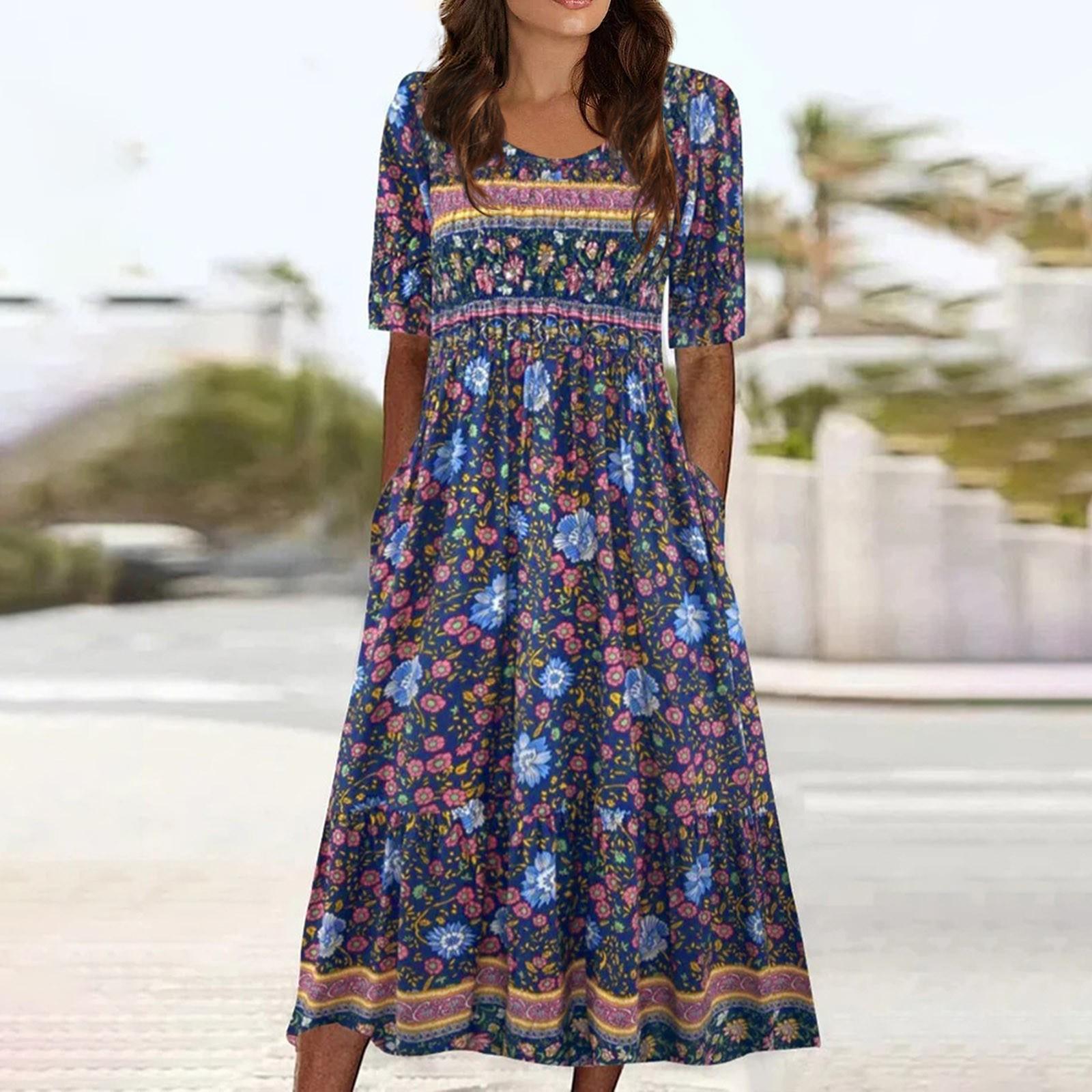 

Дамское платье с коротким рукавом и принтом на талии с коротким рукавом, пляжное модное платье для отдыха для женщин L