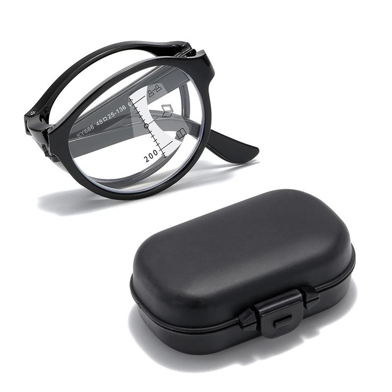 

Портативные прогрессивные мультифокальные складные очки для чтения для людей среднего и пожилого возраста - двойного назначения для дали и близи с защитой от синего света. +200