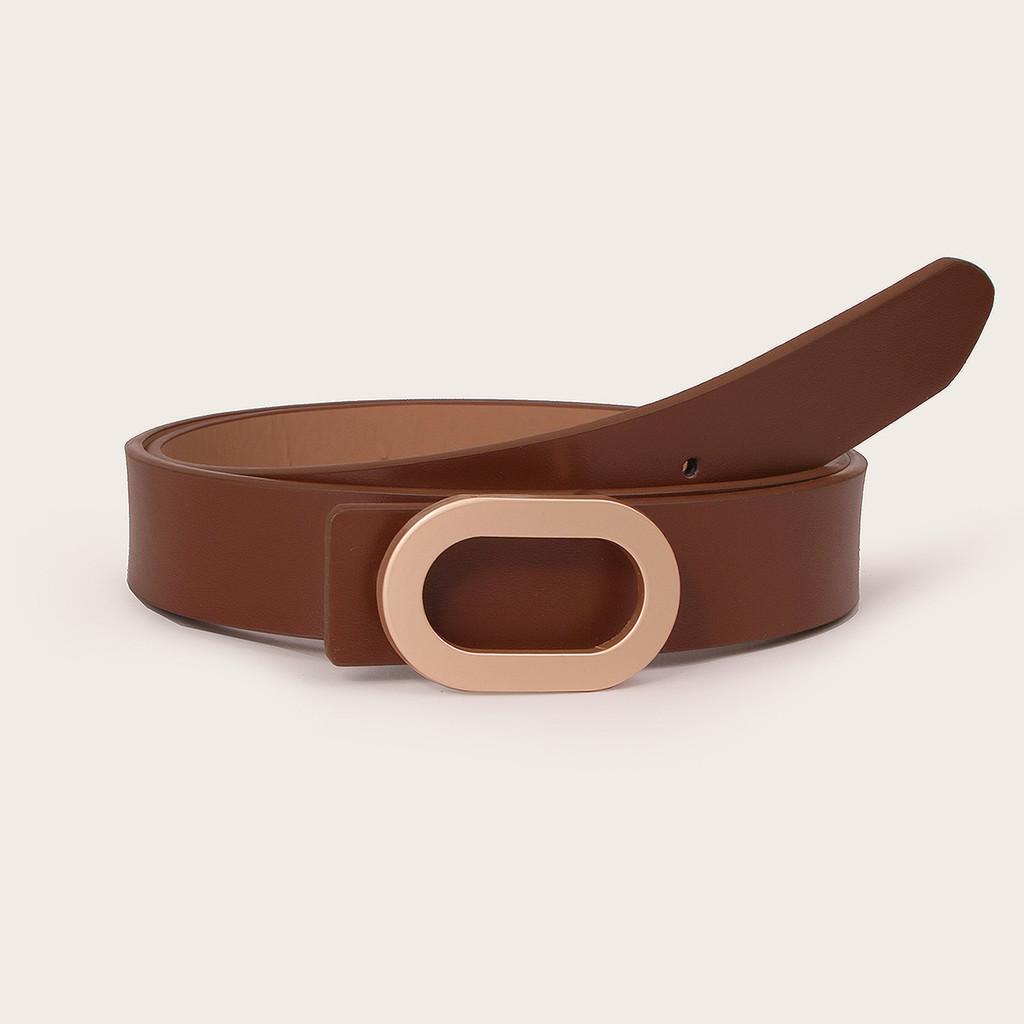 Elegant Geometric Style Faux Leather Belt With Metal Snap Fastening For Office Wear