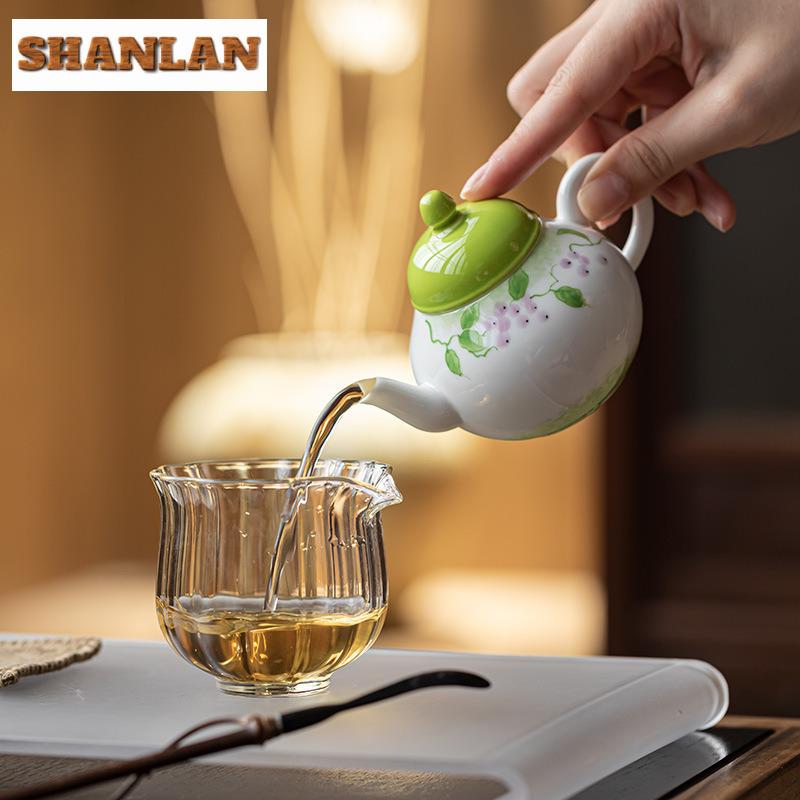 130ml Hand-painted Grape Teapot Boutique Tea Infuser Pot Tea Maker Kettle With Ball Hole Tea Items Accessories Ornaments Craft