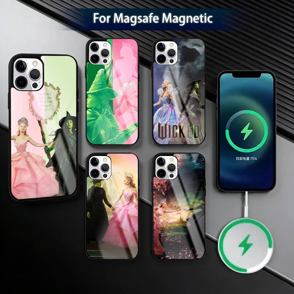 Wicked 12-Green P-Pink Phone Case For iPhone17,16,15,14,13,12,11 Plus,Pro Magnetic For Magsafe Wireless Charging