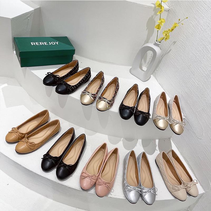 Mode Mehrfarbig Damen Runde Zehen Schleife Ballerinas Schuhe Luxus Patchwork Karomuster Slipper Bequeme Roll-Up Ballerinas Damenkleid Sapatos 2025