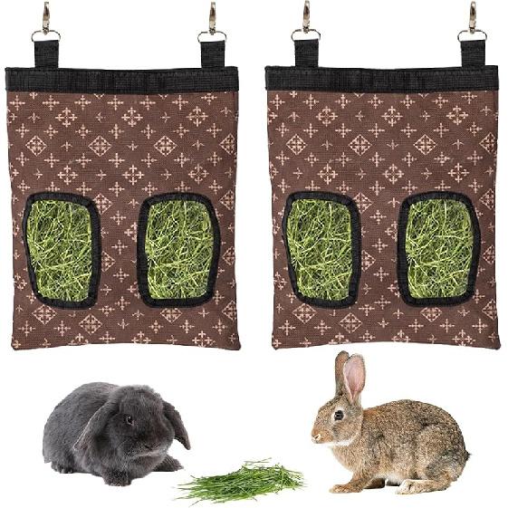 Rabbit Hay Feeder Bag, Large Capacity Rabbit Hay Bag Small Animal Hanging Hay Bag 600D Oxford Cloth Bunny Hay Feeder Bag for Rabbits Guinea Pigs