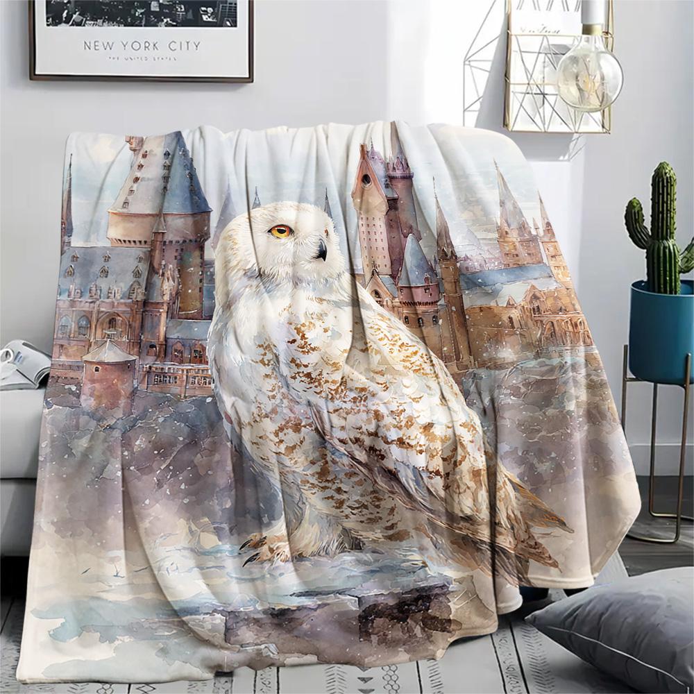 Eulen-Print Flanelldecke, Hohe Qualität, Bequem für alle Jahreszeiten, Heimdekoration, Wärme und Komfort, Perfekt für Weihnachtsgeschenke