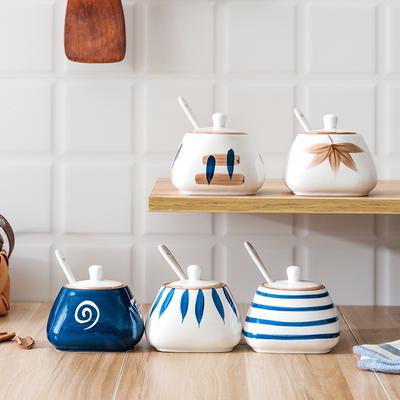 Salero y pimentero creativos de estilo japonés, recipiente de cerámica, botella para condimentos de cocina, tarro de especias, tarro de condimentos, almacenamiento