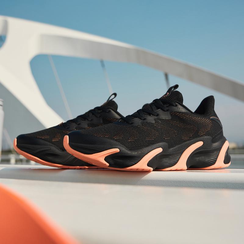 Anta Fashion Slip Resistant Abrasion Resistant Low Top Running Shoes Men's Black Orange 112245523-2