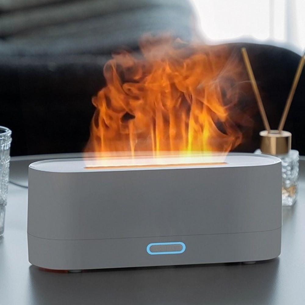 Waterless Auto-Off Flame Air Humidifier RGB Flame Ultrasonic Mist Maker  Air Purification