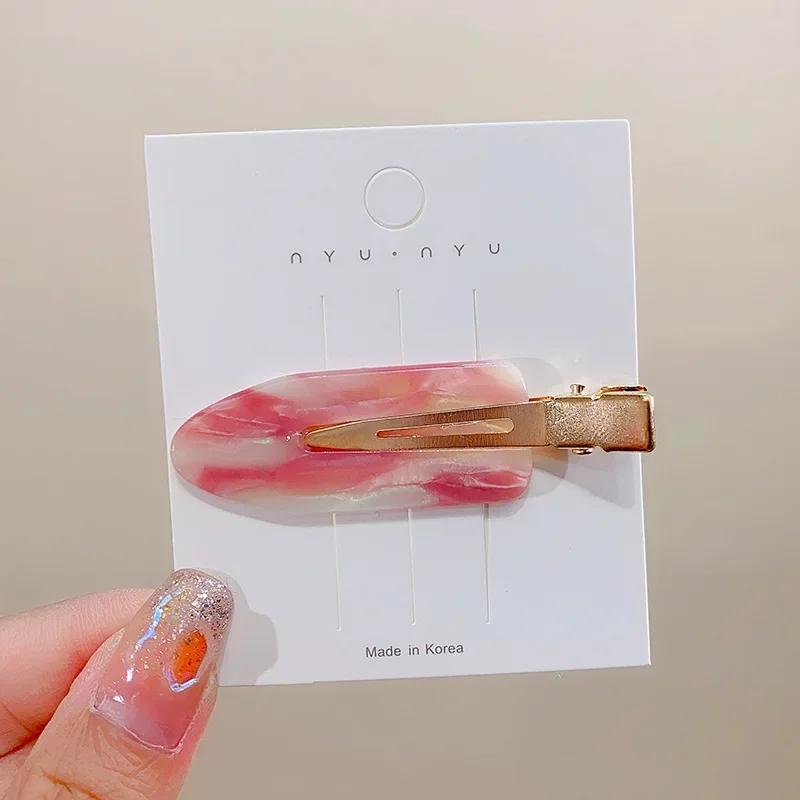 Einfache Sakura-Pink Nahtlose Haarspange Damen Acetatplatte Keine Knick-Ponyklemme Entenschnabelklemme Haarnadeln Haarstyling-Werkzeug