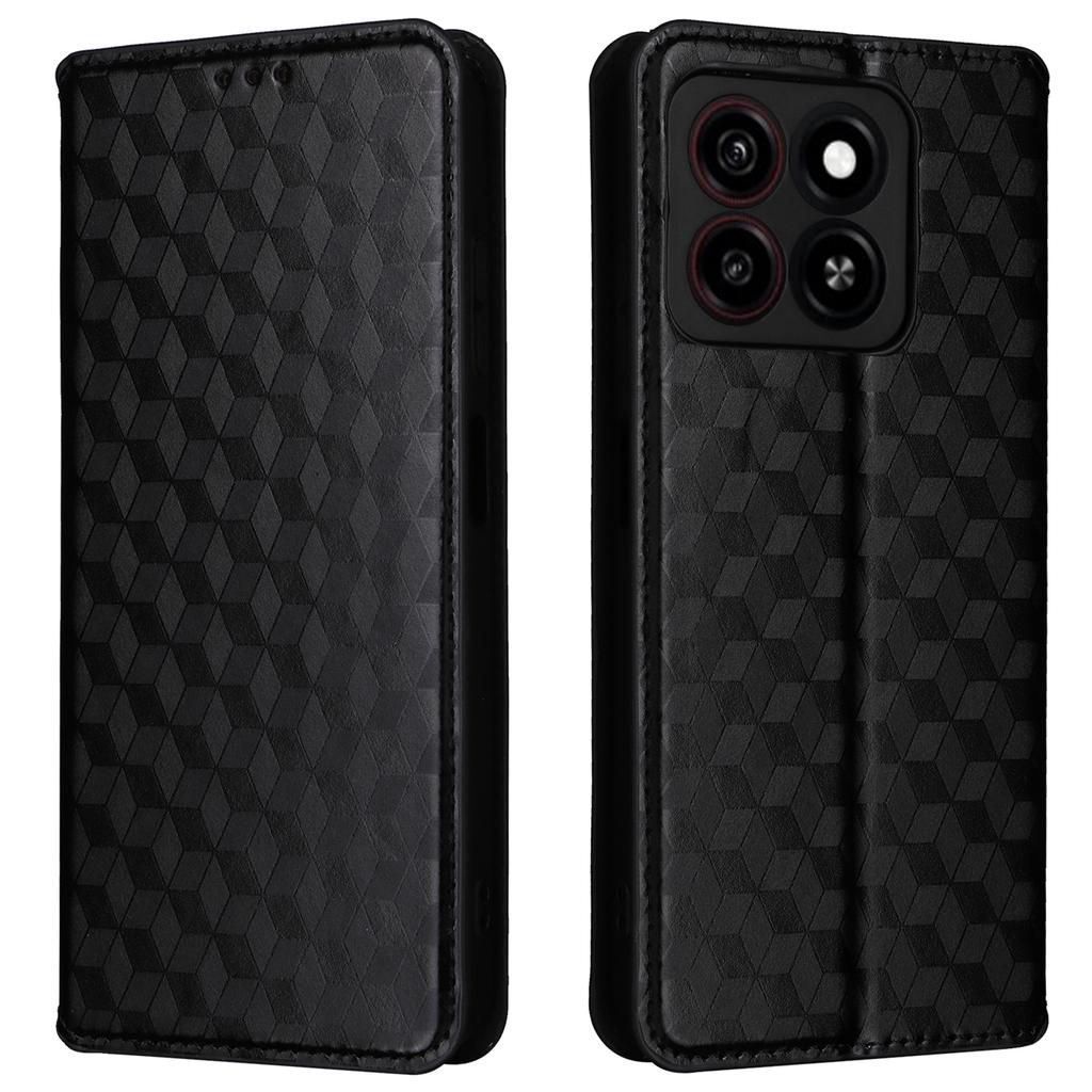 For ZTE Blade A35/Blade A55 Wallet Case Rhombus Imprinted Leather Phone Cover