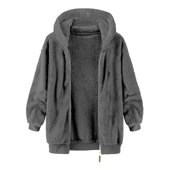 Men Fleece Hooded Jacket Winter Warm Zip Up Sweatshirt Soft Breathable Coat Casual Outerwear