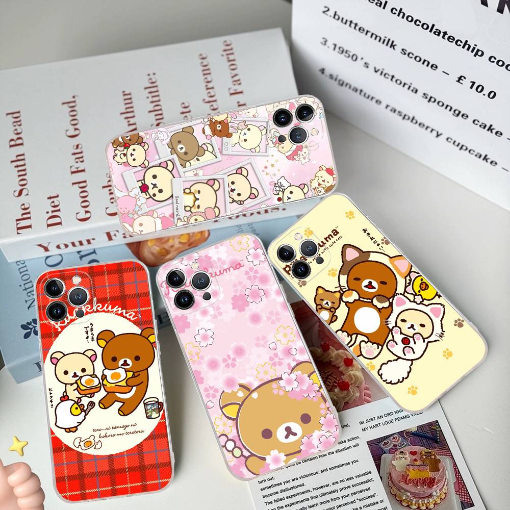 Popular Cute R-rilakkuma Bear Transparent Phone Case For IPhone 17 Air 16 Pro Max 15 14 13 12 11Plus Shockproof Cover