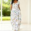 Plus Size Women Summer Dress Crew Neck Short Sleeve Loose Fit Apparel For Casual Home And Outdoor Walking