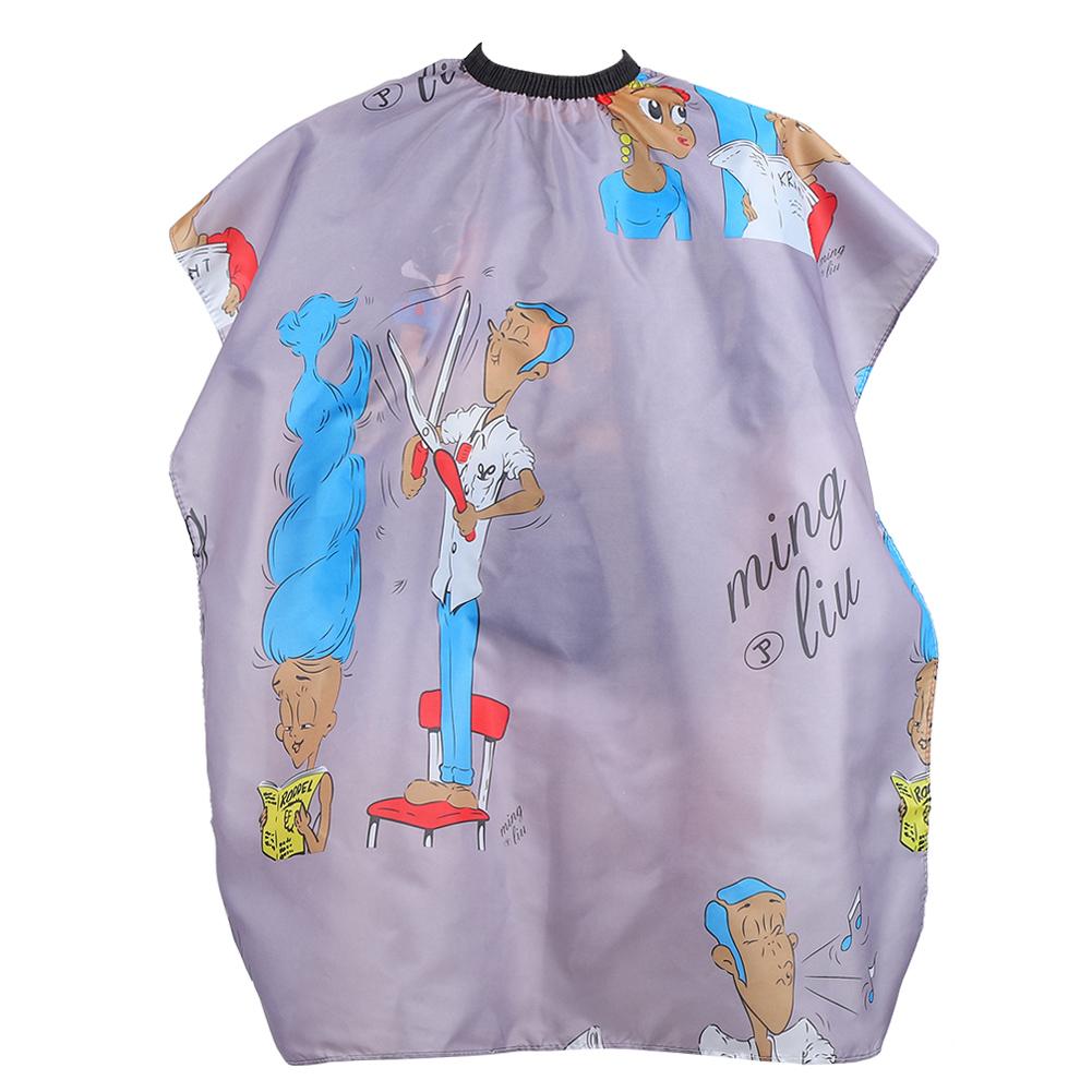 Children Hairdressing Apron Home Barber Shop Cartoon Pattern Hair Cutting Dyeing Gown CapeGray