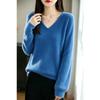 Women S V Neck Long Sleeve Wool Knit Pullover Slim Fit Fall Winter Inner Top