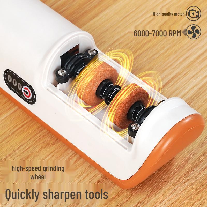 Electric Knife Sharpener with Whetstone and Quick Charging - Compact Kitchen Tool