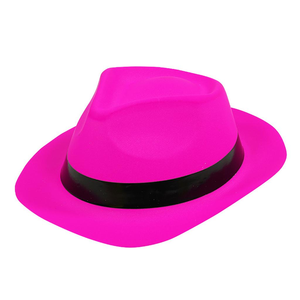 Solid Homburg Cowboy Hats Plastic Hat Belt for Women Men Photo Props Western for Stage Play Unisex Wear Headwear