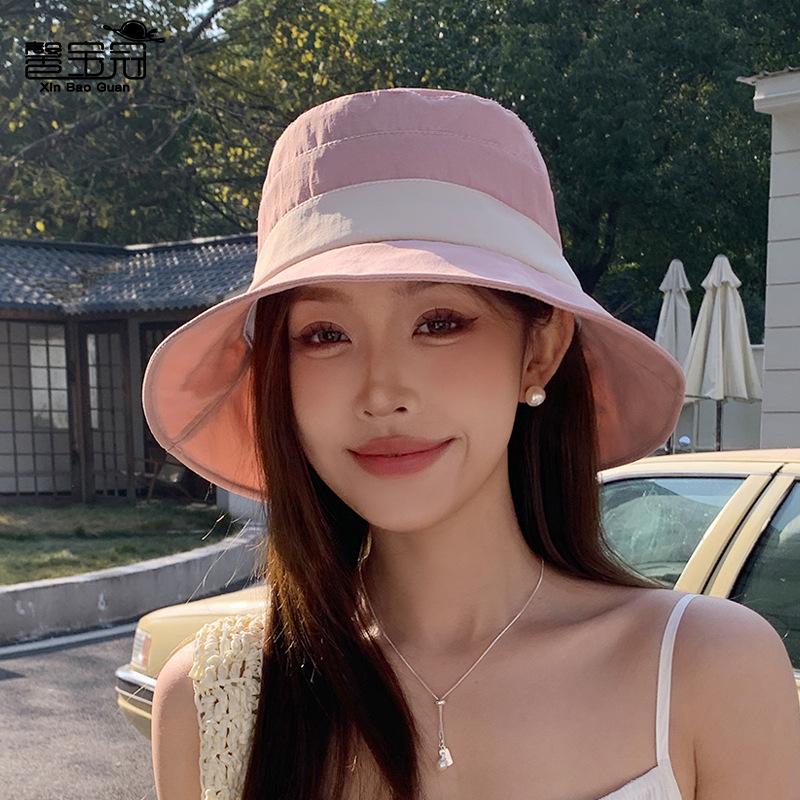 Summer Simple Color Matching Hat Women's Outdoor Mountaineering Sun Protection Sun Hat Casual Versatile Face Small Bucket Hat