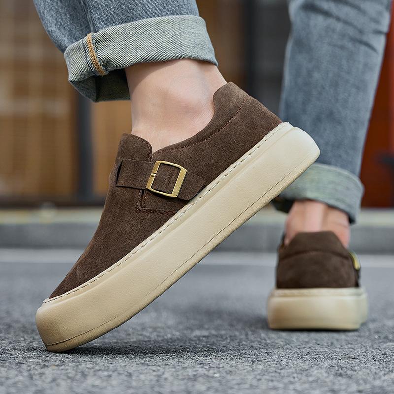Loafers men's board shoes original retro lazy shoes platform sole light fashion one pedal casual shoes tide