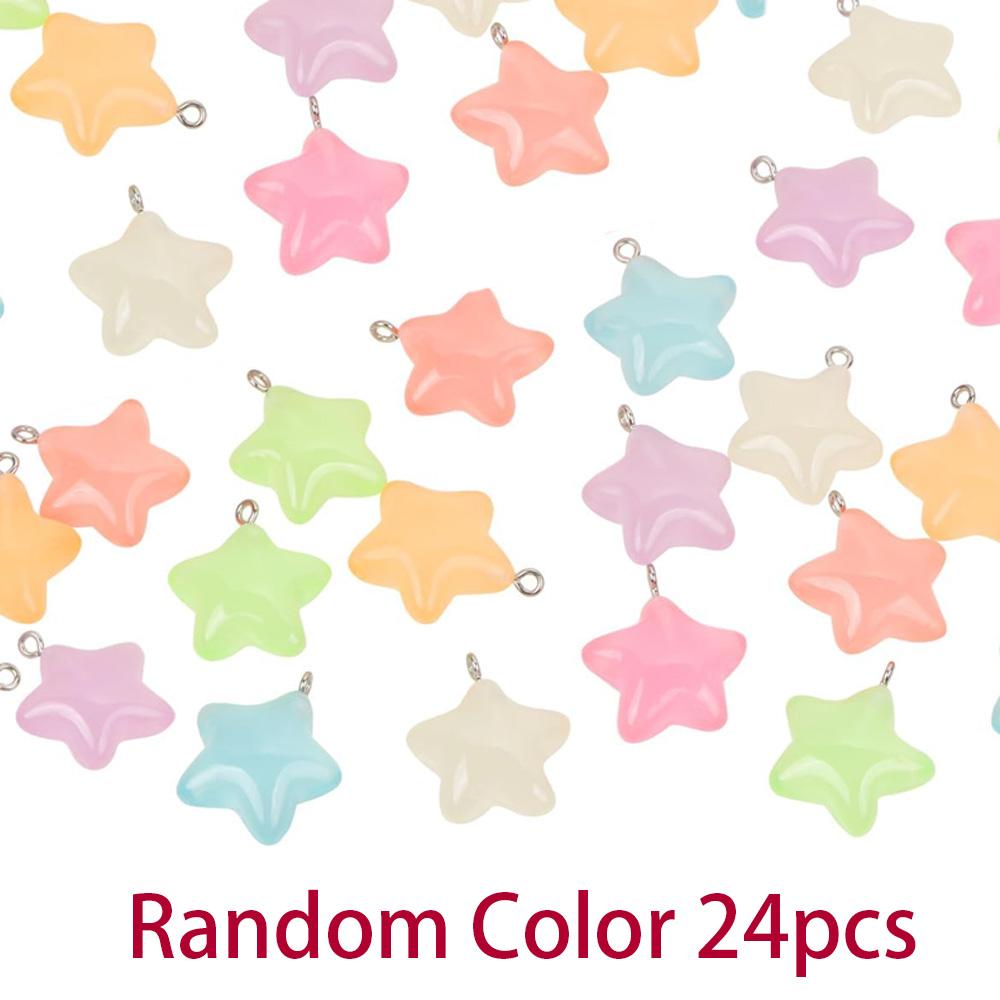 8/16/24pcs Resin Material Luminous Star Pendant Luminous Bead Jewelry DIY Summer Beach Ankle Bracelet Earrings