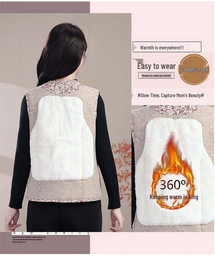 Women's Slim-Fit Warm Vest & Shawl for Autumn and Winter - Middle-Aged & Elderly