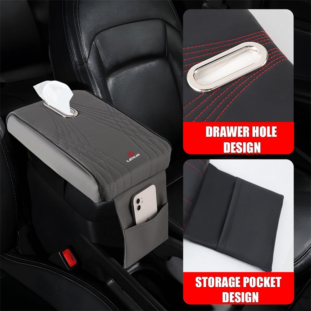 Car Armrest Cushion With Pocket Tissue Storage Bag Center Console Armrest Box Mat For LEXUS FSPORT NX RX GS IS LX ES IS250 Al20