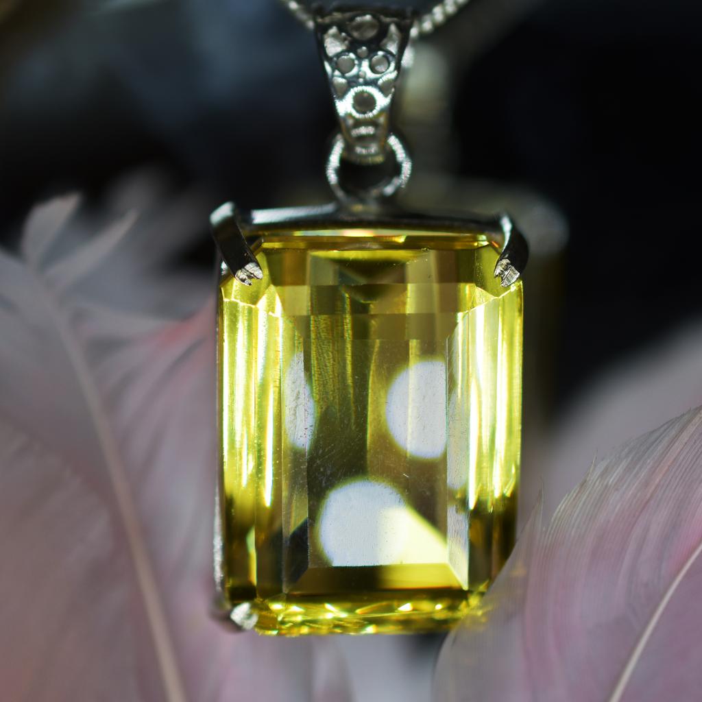 Natural Yellow Topaz 925 Sterling Silver Pendant Emerald 96.35 Certified Gems My-398-k
