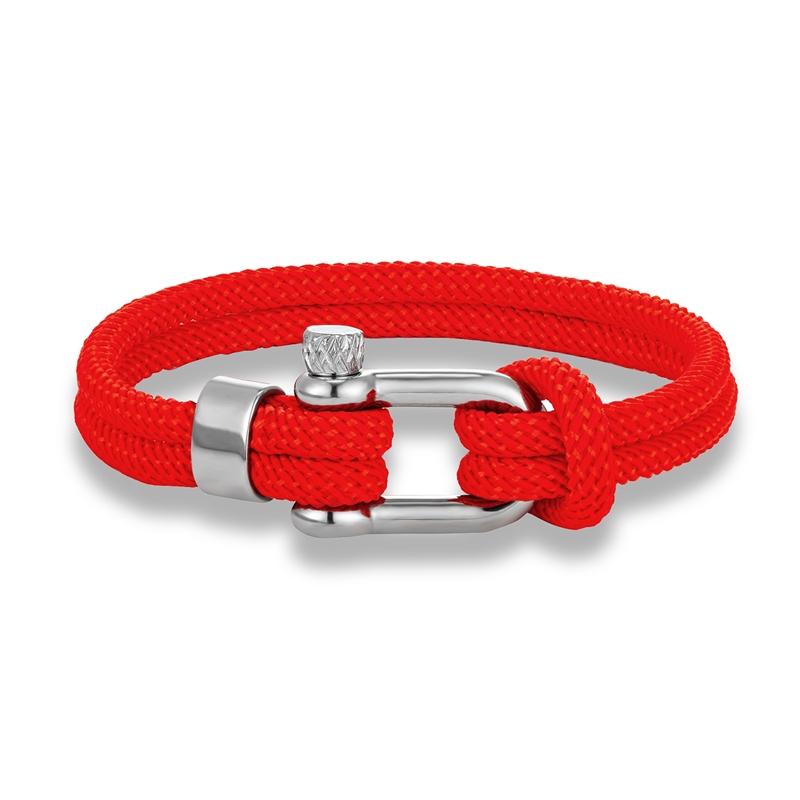 Minimalist Nautical Rope Bracelet Double Strand Stainless Steel U-Shape Shackle Buckle Survival Jewelry for Men Women