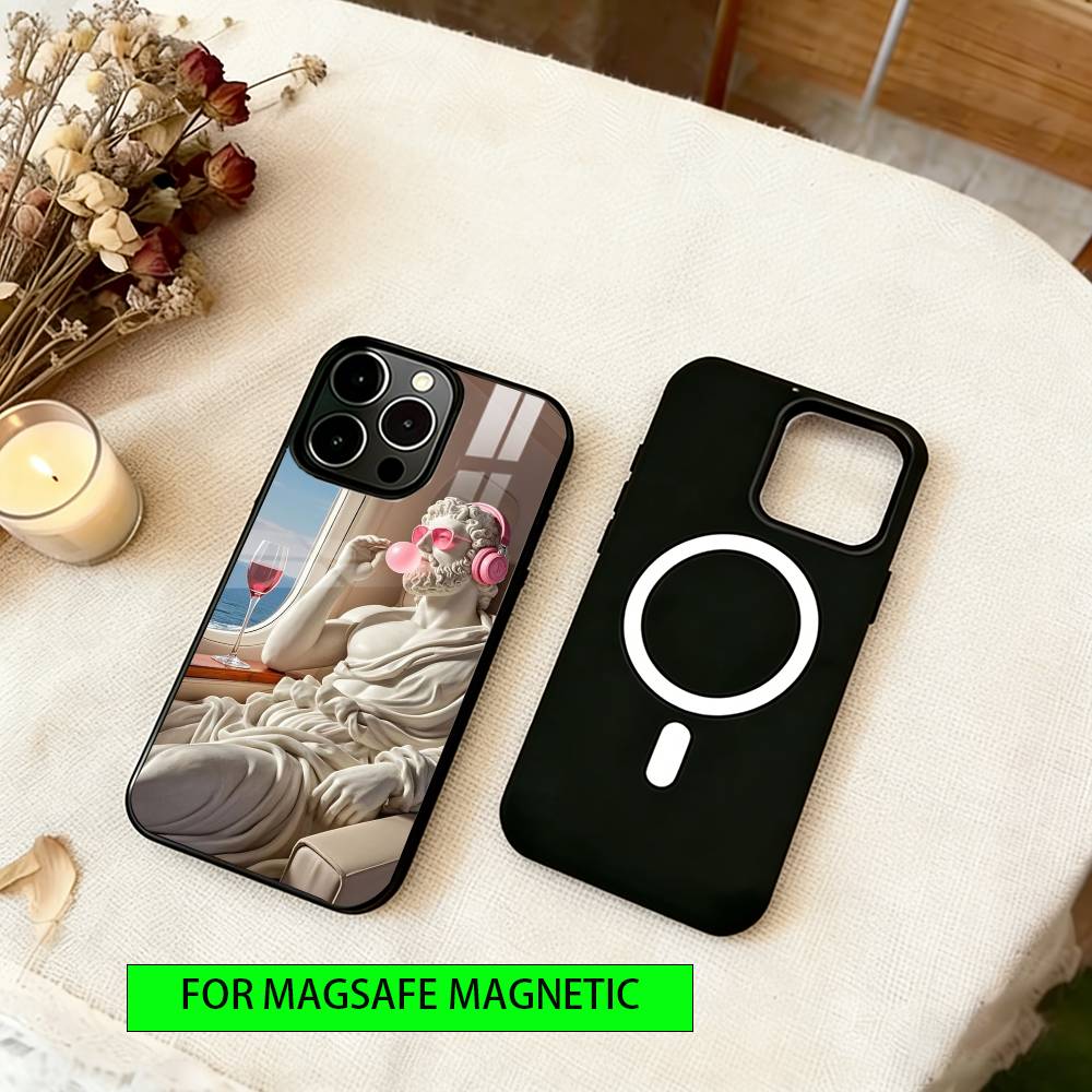 Creative Sculptures Phone Case For iPhone17,16,15,14,13,12,11 Plus,Pro Magnetic with Magsafe Wireless Charging